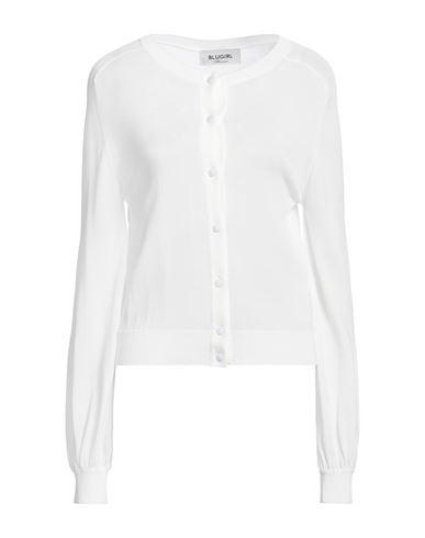 Blugirl Blumarine Woman Cardigan White Size 4 Viscose, Polyamide