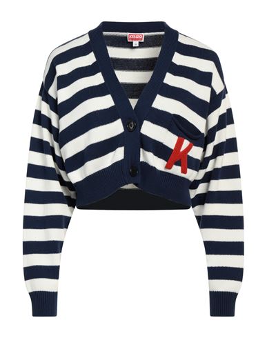 Shop Kenzo Woman Cardigan Navy Blue Size L Cotton