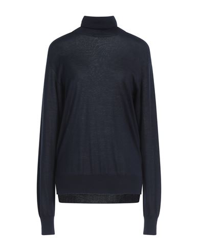 Shop Jil Sander Woman Turtleneck Midnight Blue Size 8 Cashmere, Virgin Wool, Silk