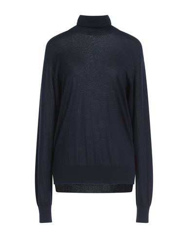 Jil Sander Woman Turtleneck Midnight Blue Size 8 Cashmere, Virgin Wool, Silk In Blue