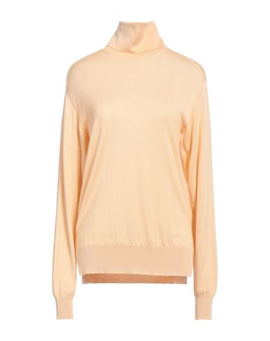 Jil Sander Woman Turtleneck Apricot Size 4 Cashmere, Virgin Wool, Silk In Orange