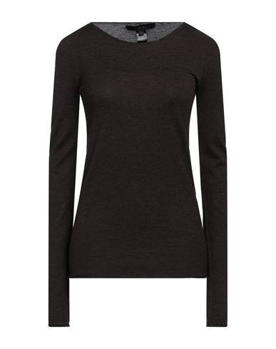 Urban Zen Woman Sweater Dark Brown Size S/m Virgin Wool, Silk, Polyethylene In Brown