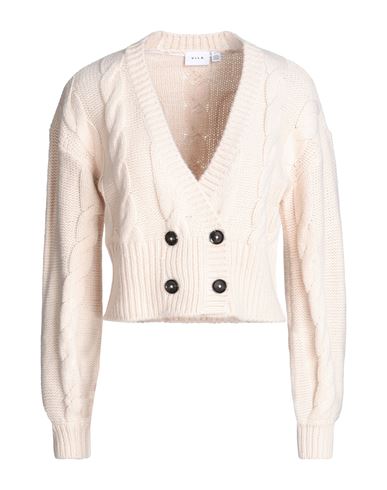 Vila Double Breasted Cable Knit Cardigan In Cream-white