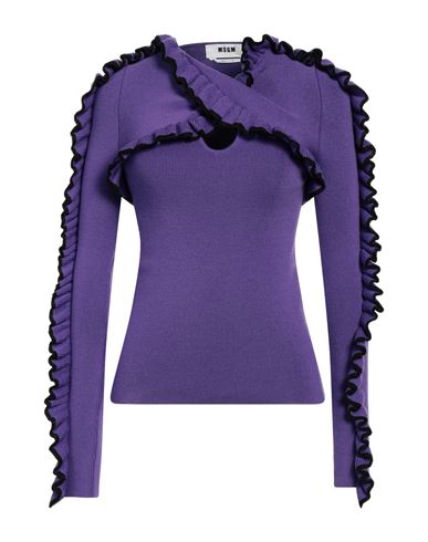 Msgm Woman Sweater Purple Size S Wool, Acrylic