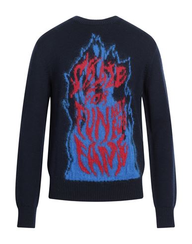 Lanvin Man Sweater Midnight Blue Size L Wool, Mohair Wool, Polyamide, Virgin Wool
