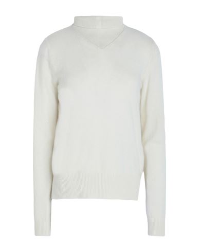 Shop Max & Co . Woman Turtleneck Ivory Size L Virgin Wool In White