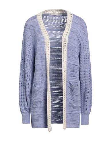 Agnona Woman Cardigan Light Blue Size S Cotton, Silk, Metallic Fiber In Blue