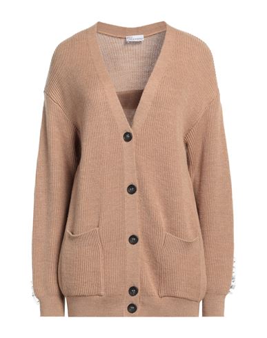 Shop Red Valentino Woman Cardigan Camel Size L Wool, Polyamide In Beige