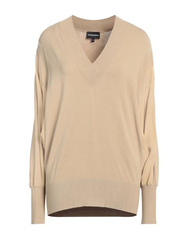 Emporio Armani Woman Sweater Camel Size 14 Viscose, Polyester In Beige