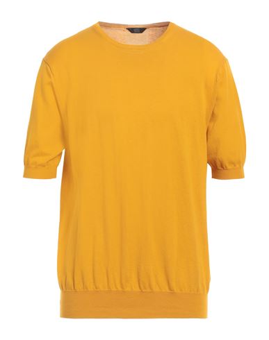 Shop Hōsio Man Sweater Ocher Size Xxl Cotton In Yellow