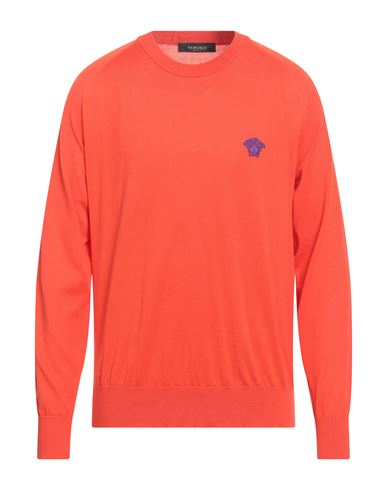 Versace Man Sweater Orange Size 48 Cotton