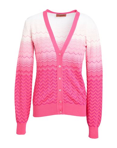 Shop Missoni Woman Cardigan Fuchsia Size 10 Cotton, Viscose, Polyamide In Pink