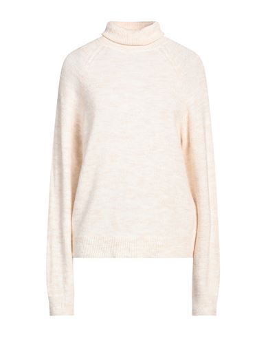 Pieces Woman Turtleneck Ivory Size L Recycled Polyester, Polyester, Acrylic, Elastane In Neutral