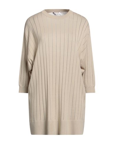Agnona Woman Sweater Beige Size S Cotton, Silk In Neutral