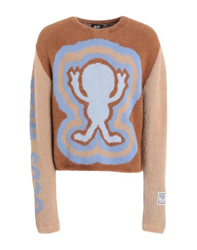 Shop Gcds Man Sweater Camel Size Xl Polyamide, Acrylic, Wool In Beige