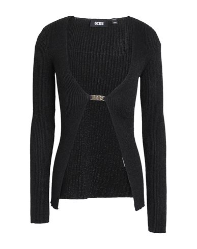 Gcds Woman Cardigan Black Size L Viscose, Polyester, Metal