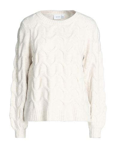 Vila Woman Sweater Ivory Size L Acrylic, Polyester, Elastane In White