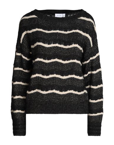 Vila Woman Sweater Black Size L Acrylic, Recycled Polyester, Polyamide, Polyester