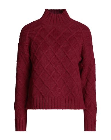 Vila Woman Turtleneck Garnet Size L Recycled Polyester, Polyester In Red