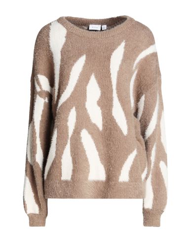 Vila Woman Sweater Sand Size Xl Acrylic, Nylon In Beige