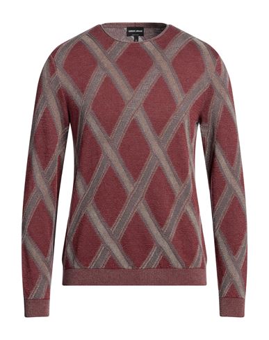 Giorgio Armani Man Sweater Brick Red Size 46 Virgin Wool, Viscose, Silk, Cotton, Cashmere