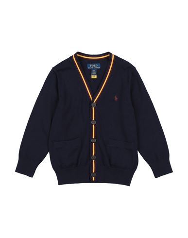 Polo Ralph Lauren Babies'  Cotton V-neck Cardigan Toddler Boy Cardigan Navy Blue Size 5 Cotton