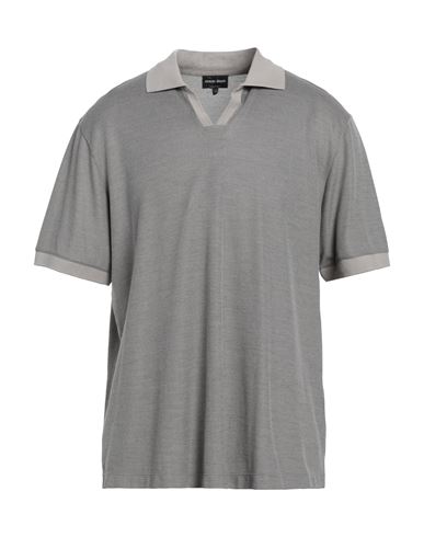 Giorgio Armani Man Polo Shirt Light Grey Size 46 Cotton, Silk