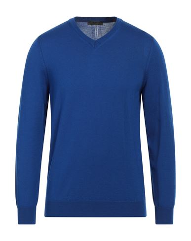 +39 Masq Man Sweater Bright Blue Size 40 Merino Wool