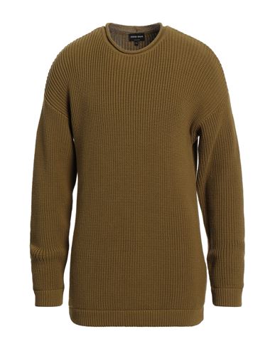 Shop Giorgio Armani Man Sweater Military Green Size 44 Cotton, Polyamide