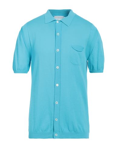 Shop Daniele Fiesoli Man Shirt Azure Size Xl Cotton In Blue