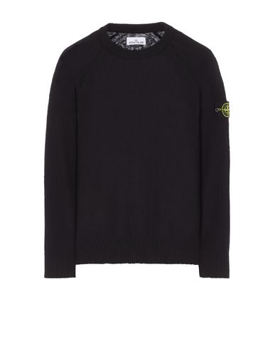 Stone Island Crew Neck Sweater With Brushed Texture. In Black