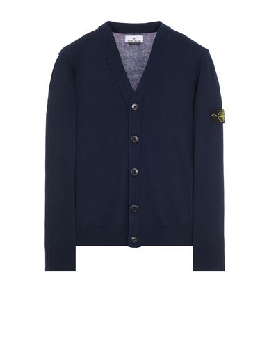 Stone Island Tricot Bleu Coton In Bleu
