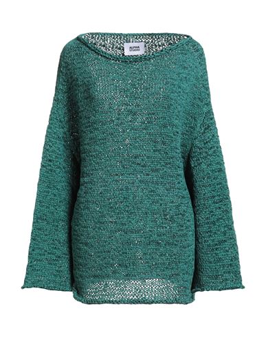 Alpha Studio Woman Sweater Emerald Green Size 10 Polyester, Polyamide In Green