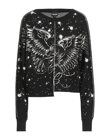 Just Cavalli Woman Sweater Black Size Xl Virgin Wool, Acrylic, Viscose, Synthetic Fibers, Metallic F