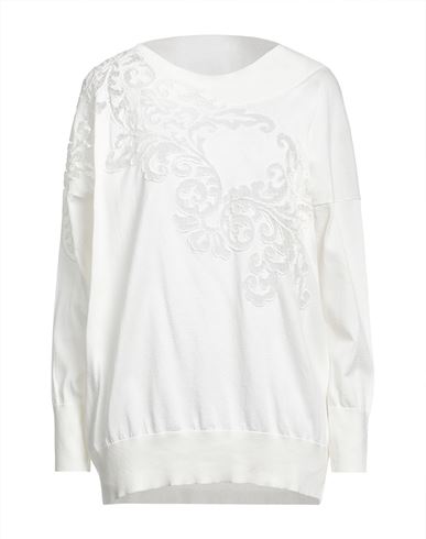 Ermanno Scervino Woman Sweater Off White Size M Cotton, Polyester, Polyamide, Viscose
