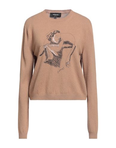Rochas Woman Sweater Camel Size S Virgin Wool, Cashmere, Polyester In Beige