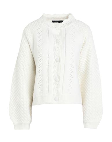 Pieces Woman Cardigan Ivory Size L Recycled Polyester, Acrylic, Polyester, Nylon In White