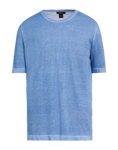 Avant Toi Man Sweater Azure Size Xxl Linen, Cotton In Blue
