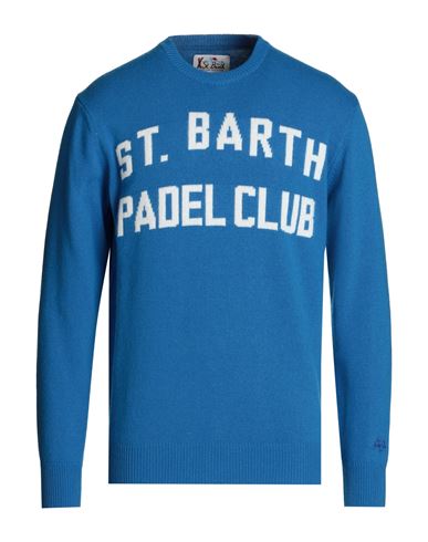 Mc2 Saint Barth Heron Man Sweater Azure Size L Wool, Viscose, Cashmere, Polyamide In Blue