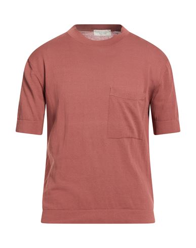 Filippo De Laurentiis Man Sweater Rust Size 38 Cotton In Red