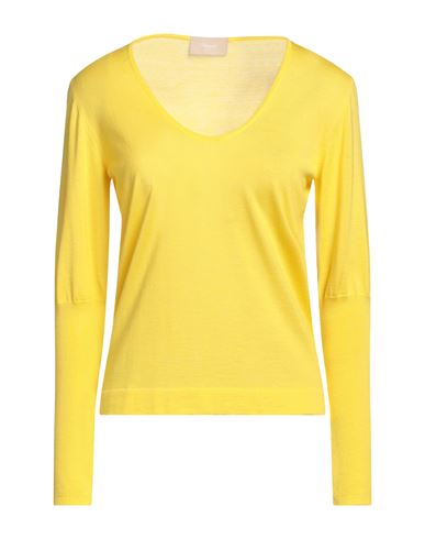 Drumohr Woman Sweater Yellow Size L Cashmere, Merino Wool, Silk