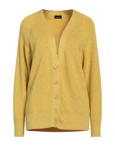 Akris Woman Cardigan Ocher Size 12 Silk, Linen, Elastane In Yellow