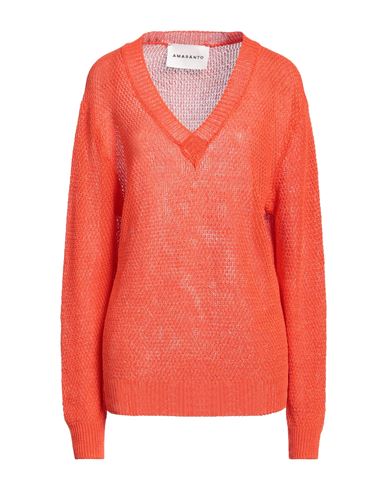Amaranto Woman Sweater Orange Size Xl Linen