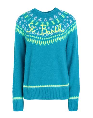 Shop Mc2 Saint Barth New Queen Nordic Soft Woman Sweater Azure Size L Acrylic, Polyamide, Alpaca Wool In Blue