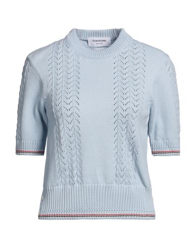 Thom Browne Woman Sweater Sky Blue Size 4 Cotton