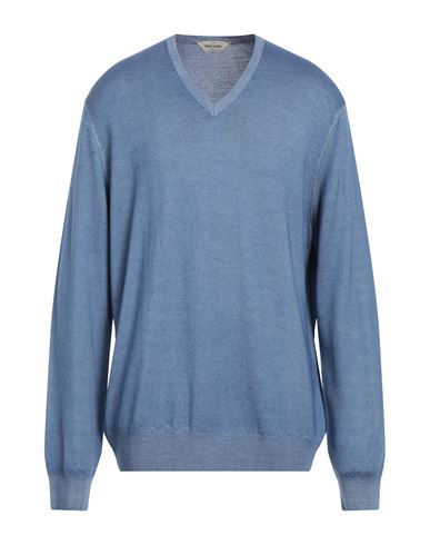Shop Gran Sasso Man Sweater Azure Size 50 Virgin Wool In Blue
