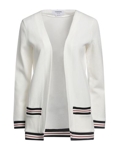 Thom Browne Woman Cardigan White Size 10 Cotton, Viscose, Elastane