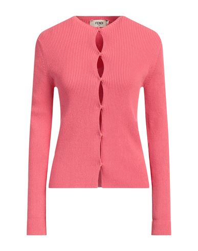 Fendi Woman Cardigan Coral Size 6 Cotton, Polyamide, Elastane In Pink
