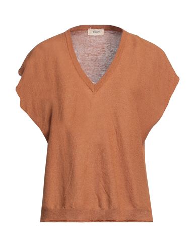 Berna Woman Sweater Tan Size L Linen, Cotton In Brown