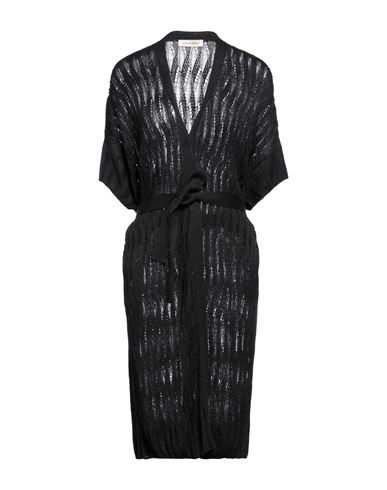 Gentryportofino Woman Cardigan Black Size 12 Linen, Silk